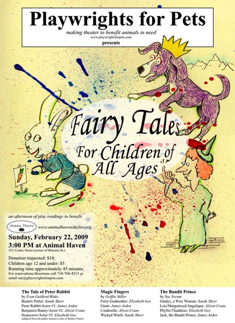 Playwrights for Pets Fairy Tales For Children Of All Ages Play Bill